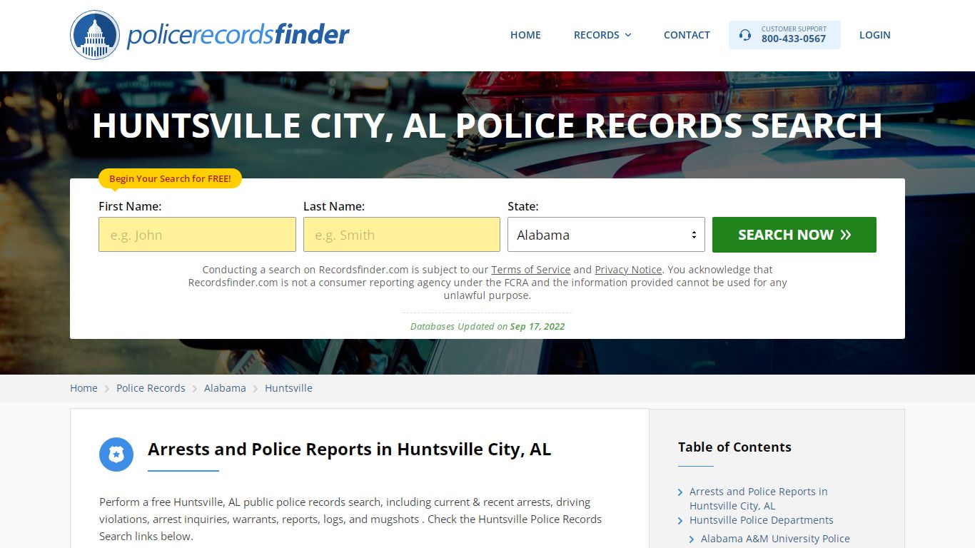 Huntsville, Madison County, AL Police Reports & Police Department Records